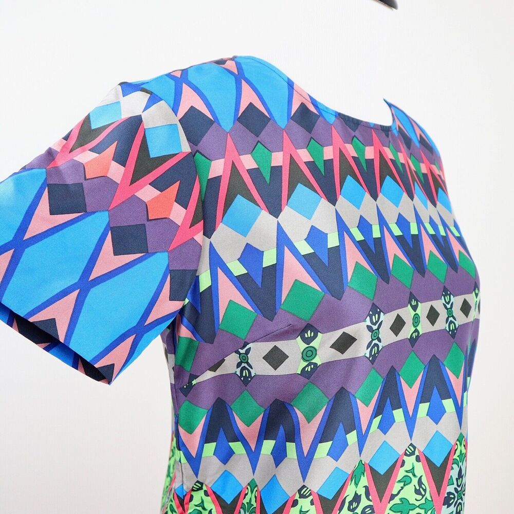 J Crew Size 2 Silk Gemstone Classic T Shirt Blouse Multicolor Print - Picture 8 of 10